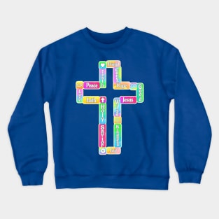 Decorative Cross with Christian Words Crewneck Sweatshirt